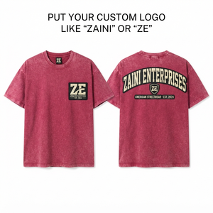 ZAINI Men Acid Wash T-Shirt 230gsm Premium Heavyweight Cotton Terry Fabric Vintage Peach Color Oversized Fit Eco-Friendly - Product Image 1