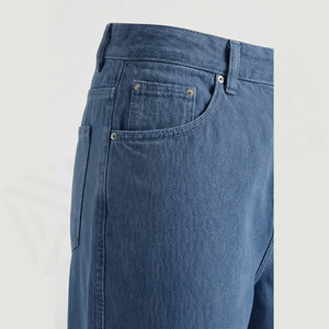 High Waist Wide Leg <b>Denim</b> Jeans Men Cotton Casual Loose Fit Solid Color Autumn Style Pants - Product Image 5