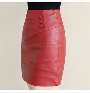 Service OEM, prix de gros, jupes en cuir pour femmes confortables, jupes en cuir véritable de couleur unie, longueur normale, sur mesure - Product Image 1