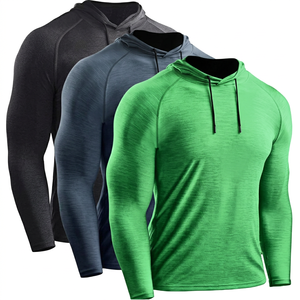 Men's Slim Fit Hooded Long Sleeve Rash Guard Quick Dry Knitted Solid Color <b>Raglan</b> Sleeve Casual <b>Top</b> Red Maroon Black - Product Image 2