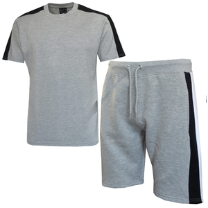 Men's Casual T-Shirt and Shorts <b>Set</b> Striped Design Crew Neck Cotton Spandex <b>Knitted</b> Breathable Summer Wear - Product Image 6