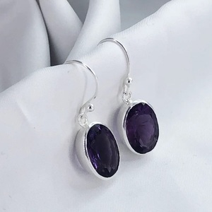 925 Sterling Silver Handmade Natural Amethyst Gemstone Cuff Earrings Boho Christian Fashion Jewelry for Women Gift - Product Image 2
