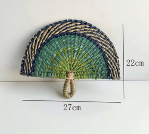 Éventail artisanal vietnamien en jonc de mer, en fibres naturelles, outil de refroidissement, décoration murale, cadeau d'été, souvenir - Product Image 2