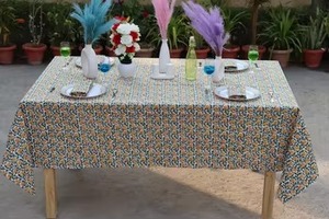 Red Floral 100% Cotton Round <b>Tablecloth</b> Handmade Block Printed for Home Wedding Parties & Everyday Use - Product Image 5