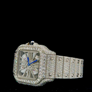Reloj de Pulsera de Lujo para Hombre, de Acero Inoxidable, Esqueleto, Personalizado con Diamantes Moissanite D VVS, Esfera de Cristal con Visualización Analógica - Product Image 6