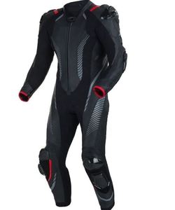 Combinaison de moto pour homme en PU rouge et noir, manches longues, coupe-vent, protection toutes saisons, veste et pantalon - Product Image 1