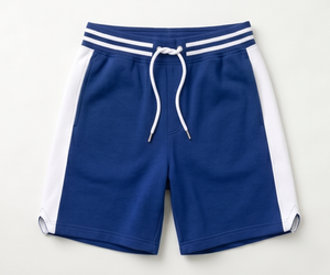 Pantalones Cortos Bermuda de Algodón Azul para Hombre, Cintura Media, Cordón Ajustable, Casuales, Transpirables, con Franja Lateral Tejida, Deportivos - Product Image 1