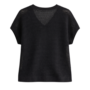 Suéter de Punto para Mujer, Cuello en V, Manga Corta, Transpirable, Texturizado, Estilo Casual de Verano, Holgado, a la Moda - Product Image 2