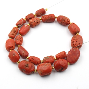 Perles de corail rouge naturel italien, lisses, en forme de tube, longueur 16 pouces, pierres de corail méditerranéen, taille 13x9 mm à 20x14 mm - Product Image 3