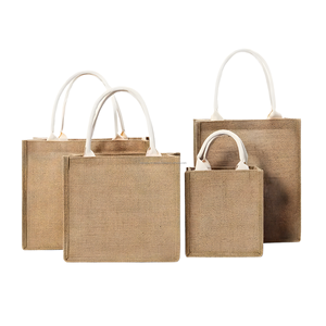 Sacs en jute en gros, logo personnalisé, sacs fourre-tout promotionnels en vrac, réutilisables, écologiques, publicitaires - Product Image 1