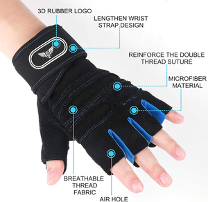 Premium Half Finger Fitness <b>Gloves</b> with Wrist Support Breathable Gym Workout Training <b>Gloves</b> for Weightlifting Cycling - Product Image 2