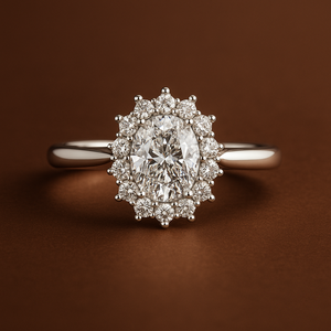 IGI Certified Oval Cut Lab Grown Diamond Engagement <b>Ring</b> 14K/18K Gold CVD Diamond <b>Solitaire</b> Halo <b>Ring</b> Minimalist Bridal Jewelry - Product Image 1