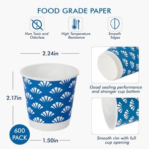 Lot de 600 gobelets jetables en papier de 3 oz, petits gobelets orange, bleus, verts pour bain de bouche, bonbons, biscuits, salles de bain - Product Image 3