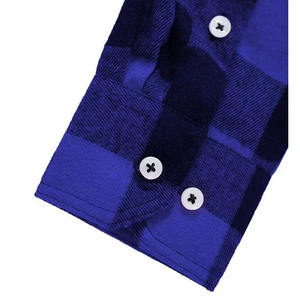 Camisa de Franela a Cuadros Azul para Hombre, de Algodón, Oversize, con Botones, Manga Larga, para Otoño e Invierno, Diseño Nuevo, Venta al Por Mayor Personalizada OEM - Product Image 5