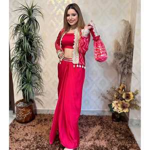 Conjunto de blusa y Koti Dhoti para fiesta de estilo elegante para mujer - Product Image 1