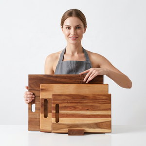 Planche à découper rectangulaire en bois d'acacia, collection artisanale, pièce unique, avec poignée, compatible lave-vaisselle, épaisseur 1,5 cm, pour viande et fruits - Product Image 1