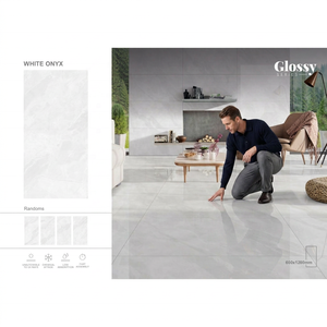 กระเบื้องลายหินอ่อนขัดเงาขนาด 600x1200 มม. สำหรับห้องนั่งเล่น 24x48 นิ้ว กระเบื้องปูพื้นภายนอกสีขาวแบบวิทริฟายด์สำหรับสวนโมร็อกโก กระเบื้องกันไฟสำหรับห้องน้ำ - Product Image 6