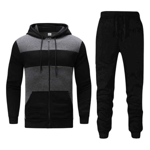 Ensemble de survêtement unisexe rose à capuche, respirant, léger, 100 % polyester, imprimé, 2 en 1, coupe décontractée, manches longues, couleur unie - Product Image 1