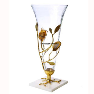 Ensemble de 2 vases décoratifs en aluminium plaqué argent de qualité supérieure, avec dessus en verre, dernière arrivée - Product Image 4