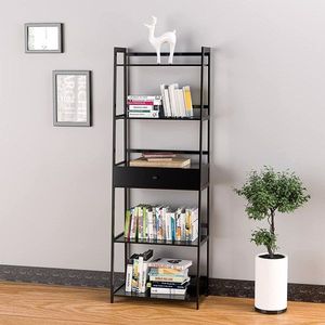 "Modern 5-Tier Black <b>Bookcase</b> with <b>Open</b> Shelves for Bedroom Living Room Office" - Product Image 5