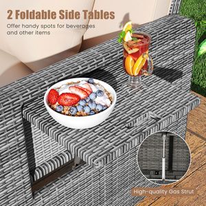 Sofá Loveseat Relajante para Patio con Otomana y Bandeja Retráctil, Comodidad Ajustable, Almacenamiento y Diseño Elegante para Espacios Exteriores - Product Image 6