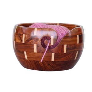 Wooden Yarn <b>Bowl</b> Round Hand <b>Knitting</b> Crochet Holder with Cutout Simple Design Durable - Product Image 2