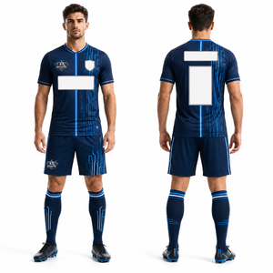 ชุดเสื้อและกางเกงฟุตบอลสโมสร พิมพ์โลโก้ซิลิโคน น้ำหนักเบา ระบายอากาศได้ดี เหมาะสำหรับการฝึกซ้อม ชุดทีมแบบกำหนดเอง พร้อมโลโก้ - Product Image 1