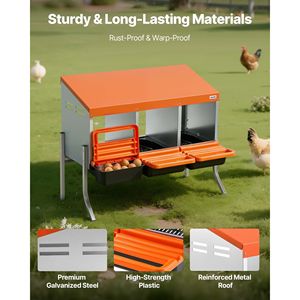Cajas de Anidación para Gallinas Naranjas, 3 Compartimentos, Acero Galvanizado, Plástico de Alta Resistencia, Fácil Recolección de Huevos, Jaulas para Animales con Sistema de Desplazamiento - Product Image 3