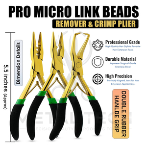 New Trending Premium Gold Finish Hair Extension Starter Kit with Specialized Pliers Extension Removal <b>Tools</b> and Carrying Case - Product Image 3