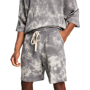 Men <b>Tie</b> <b>Dye</b> Tracksuit <b>Set</b> Loose Fit Cotton Shorts And Top Crew Neck Three Quarter Sleeve Summer Casual Wear With Side Pockets - Product Image 4