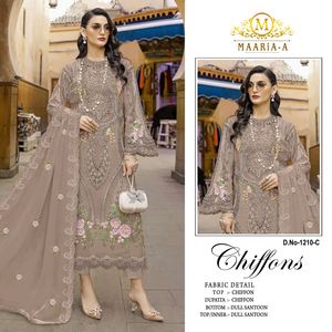 ชุดชีฟองปากีสถานพร้อมงานปักเลื่อมและมุก  ชุดออกงานดีไซเนอร์สำหรับงานแต่งงานและงานเทศกาล - Product Image 3