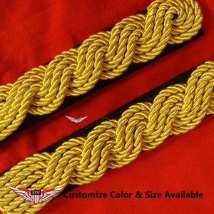 KEW Epaulettes Light Yellow <b>Braided</b> Black Back Customizable Shoulder Board Nylon Durable <b>Accessory</b> - Product Image 3