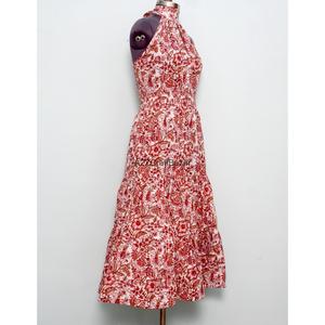 Robe longue en coton indien à col halter, imprimé floral, épaules dénudées, style bohème, décontractée, pour soirée, été, respirante, vente en gros fabricant - Product Image 2