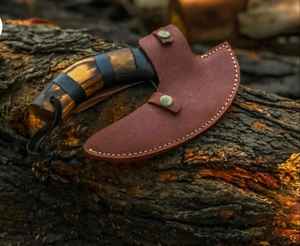 Couteau à pizza industriel forgé à la main en acier à haute teneur en carbone, style viking, lame tranchante en forme d'hache avec manche en bois de rose pour usage en cuisine, avec étui - Product Image 6