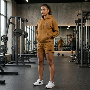 Conjunto Deportivo para Mujer, Pantalones Cortos y Sudadera con Capucha, Ropa de Gimnasio Cómoda para Entrenamiento, Ejercicio y Uso Diario, Producto de Alta Calidad - Product Image 5