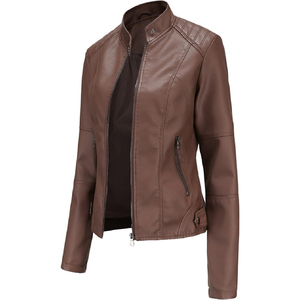 Ladies Real Leather <b>Jacket</b> <b>Women</b> Fashion Bomber Coat Wholesale <b>Spring</b> Autumn Casual Outerwear Manufacturer - Product Image 4