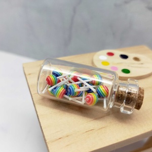 <b>Miniature</b> Glass <b>Bottle</b> Lollypop Decor Multi Color 1:12 Scale Dollhouse Gift Decoration for Age 14+ - Product Image 5