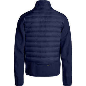 Men's Navy <b>Blue</b> <b>Canvas</b> Puffer Jacket Stand Collar Zipper Closure Waterproof Eco-Friendly Windproof Casual Winter Wear Slim Fit - Product Image 2