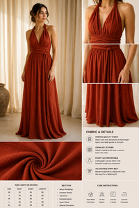 Wholesale Boho Beach Maxi <b>Dress</b> Cotton Crinkled Halter Neck Backless <b>Dress</b> For Women Summer Resort Wear Custom Apparel - Product Image 2