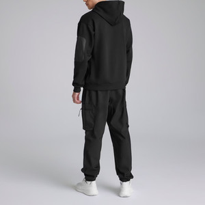 Ensemble de survêtement tactique pour homme, sweat-shirt noir surdimensionné et pantalon de jogging, tenue de sport en deux pièces, streetwear urbain haut de gamme - Product Image 3