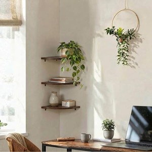 Sheesham Wood Corner Triangular Wall Shelf Luxury - Wholesale Handcrafted - Product Image 3