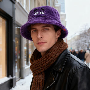 SIDDIQUI HOSINEX Women Adult Faux Fur Solid Laminated Casual Plush Dyed Washed Ripped Warm Bow Bucket Hat - Product Image 6