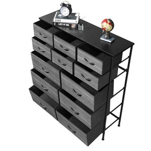 Cassettiera a 12 cassetti con 6 cassetti grandi e 6 piccoli in tessuto non tessuto, superficie in tessuto cationico e materiale in truciolato - Product Image 3