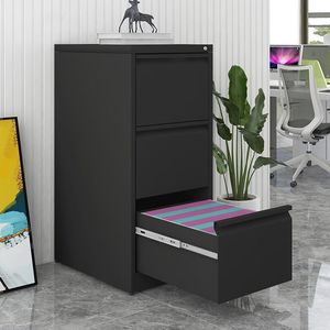 Organizzatore per Ufficio Domestico, Armadietto Verticale in Metallo a 3 Cassetti con Serratura, Armadietto Portadocumenti a Due Cassetti - Product Image 1