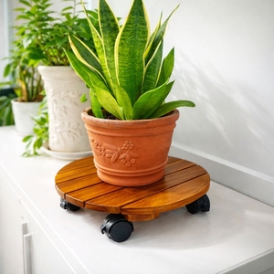 Chariot de transport de plantes vintage en bois d'acacia avec roues, 3 couches de revêtement, capacité 60 kg, pour maison et jardin, vente en gros sur mesure - Product Image 6
