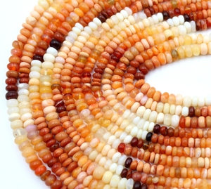 Cuentas Redondas Lisas de Ópalo de Fuego Mexicano Natural, Hilo de 13 Pulgadas, Gema de Ópalo de Fuego Genuina, Cuentas Espaciadoras Coloridas - Product Image 1