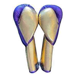 Guantes de Boxeo Personalizados de Alta Calidad, Sin Boxeo No Hay Vida, de Cuero Genuino, para Entrenamiento y Sparring, con Cierre de Cordones, Dedos Completos, Morado y Dorado - Product Image 2