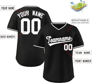Maillot de baseball jaune personnalisé, col en V, manches courtes, nom de l'équipe, numéro imprimé, polyester respirant, vêtements de sport unisexes pour adultes - Product Image 3
