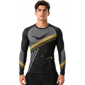 High Manufacture Latest Design <b>Compression</b> <b>Shirts</b> <b>for</b> <b>Men</b> O-neck Collar Lightweight Polyester/Spandex Long Sleeve Rash Guard - Product Image 4