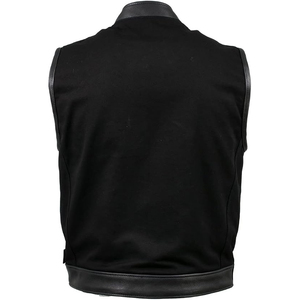 Samroz Sports <b>Men's</b> <b>Black</b> Genuine Leather V-neck Zipper Closure Winter Motorcycle <b>Vest</b> - Product Image 2